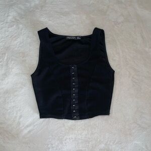 Nasty Gal Black Crop Top with Button Detail